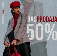 Moda – baner sa porukom “Rasprodaja 50%”.